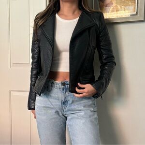 Thick Faux Leather Moto Jacket